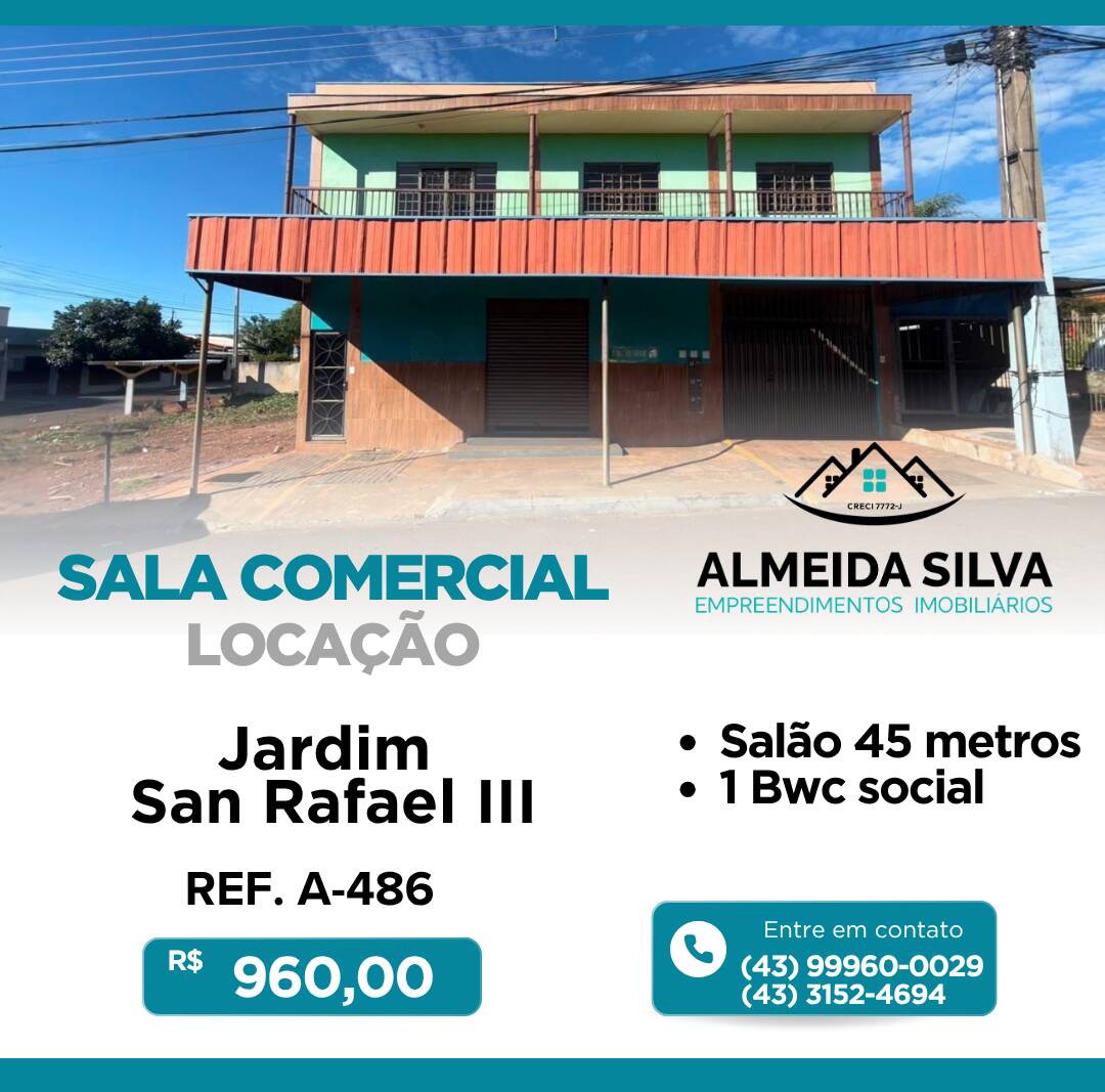 #A-486 - Sala para Locação em Arapongas - PR