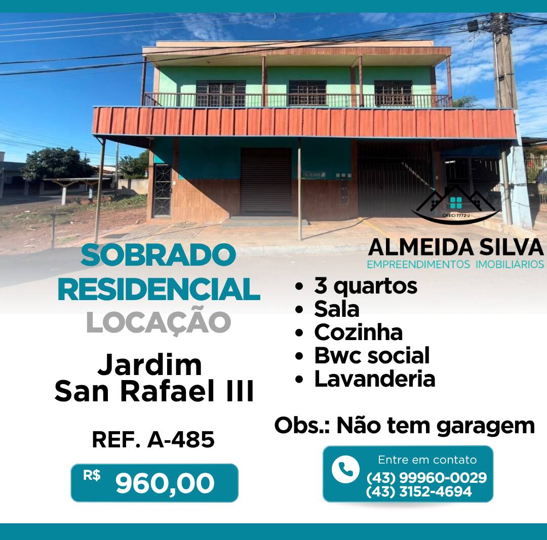 #A-485 - Sobrado para Locação em Arapongas - PR