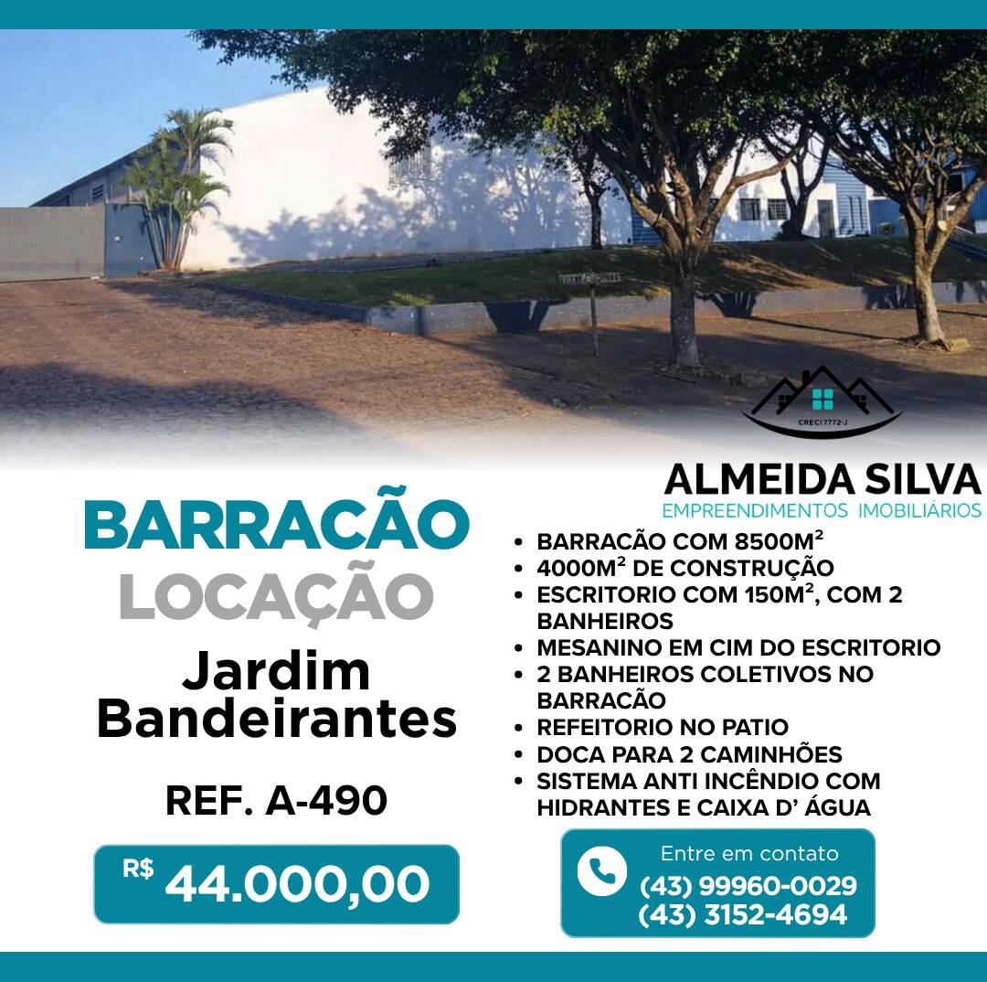 #A-490 - Barracão para Locação em Arapongas - PR