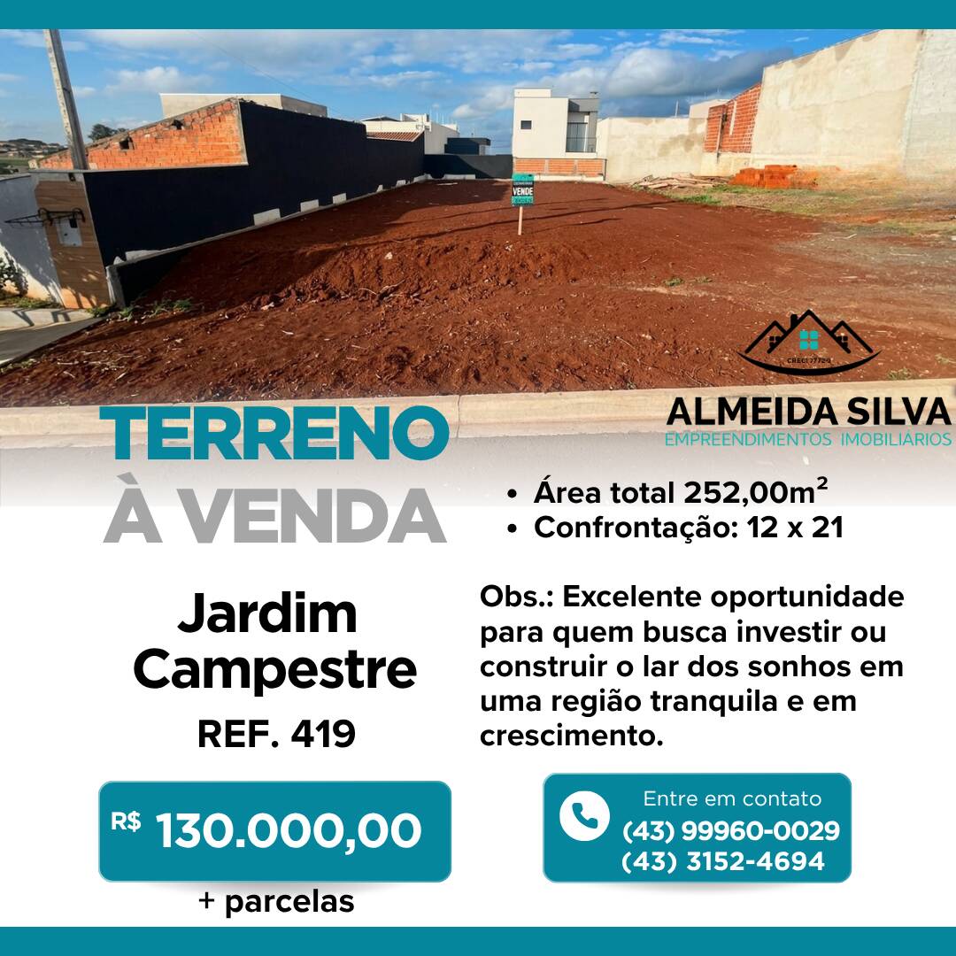 #419 - Terreno para Venda em Arapongas - PR