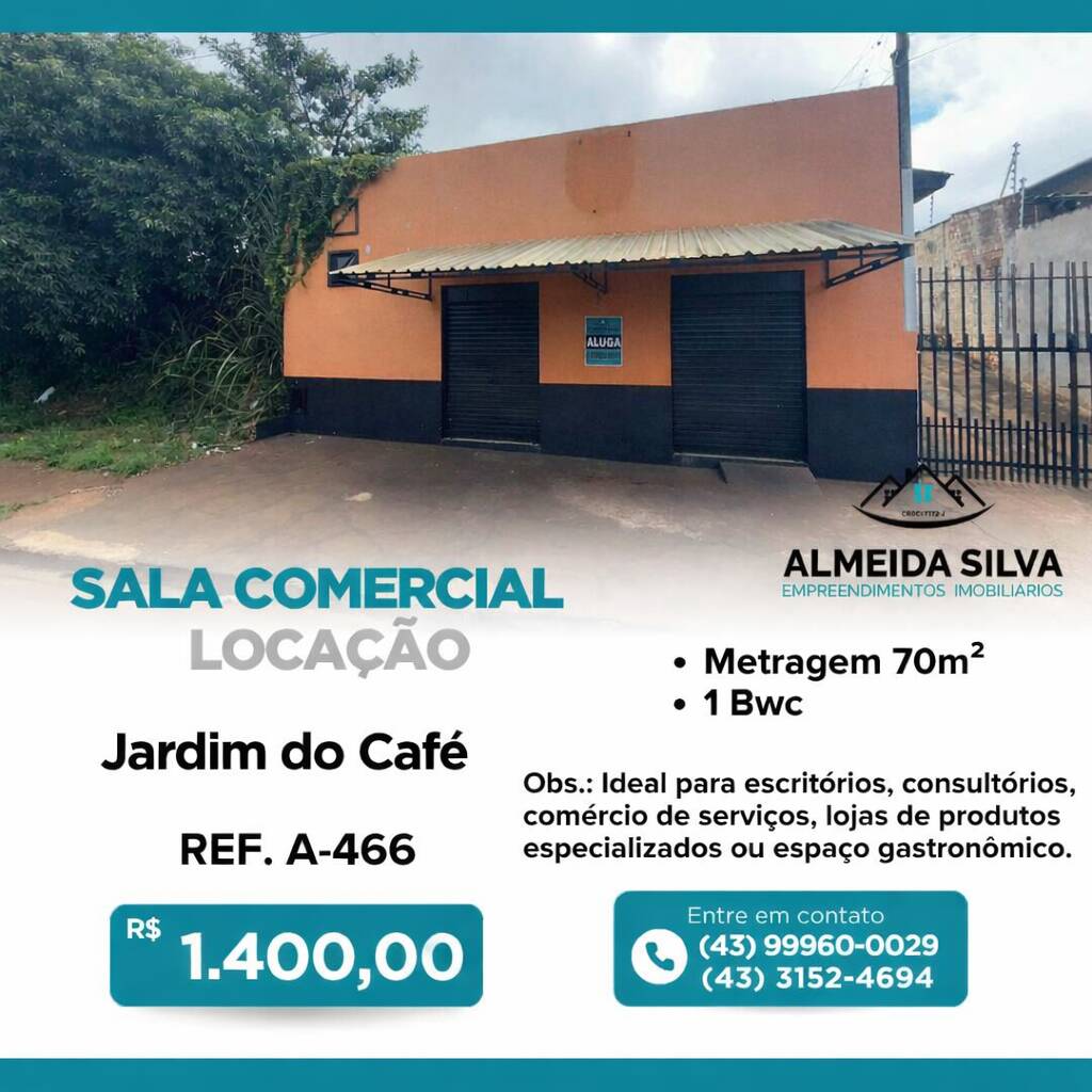 #A-466 - Sala para Locação em Arapongas - PR