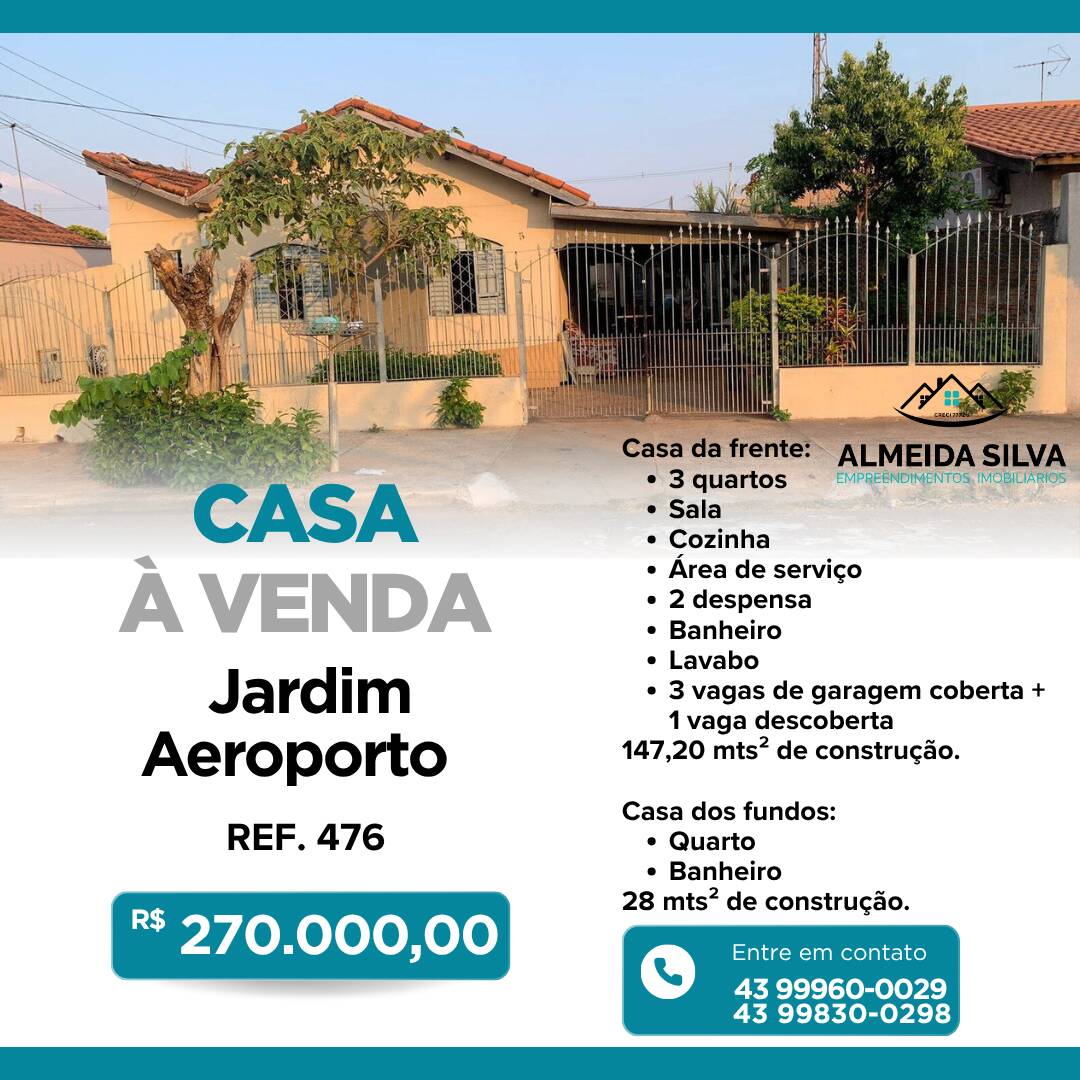 #476 - Casa para Venda em Arapongas - PR