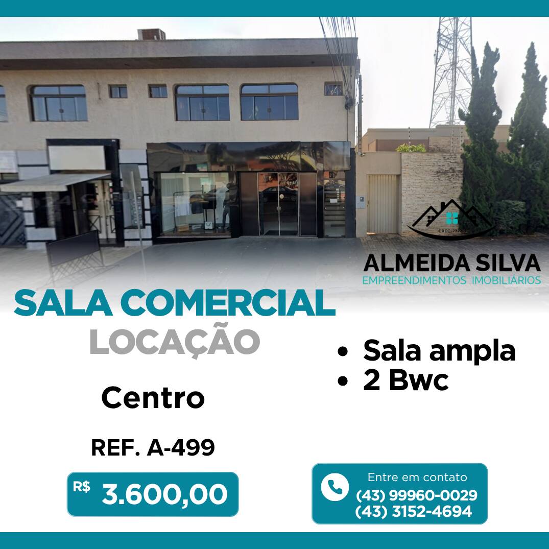 #A-499 - Sala para Locação em Arapongas - PR
