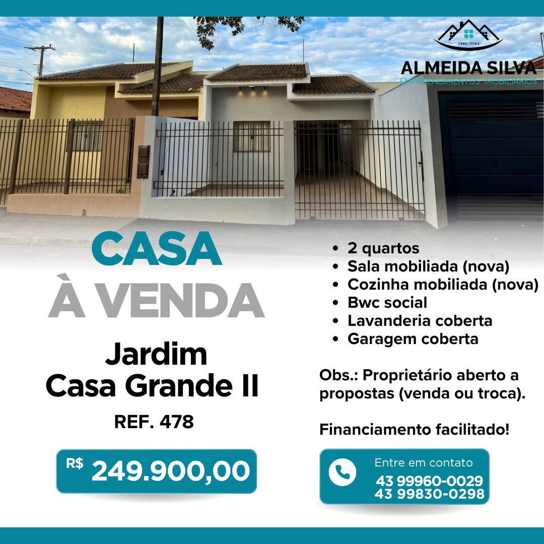 #478 - Casa para Venda em Arapongas - PR