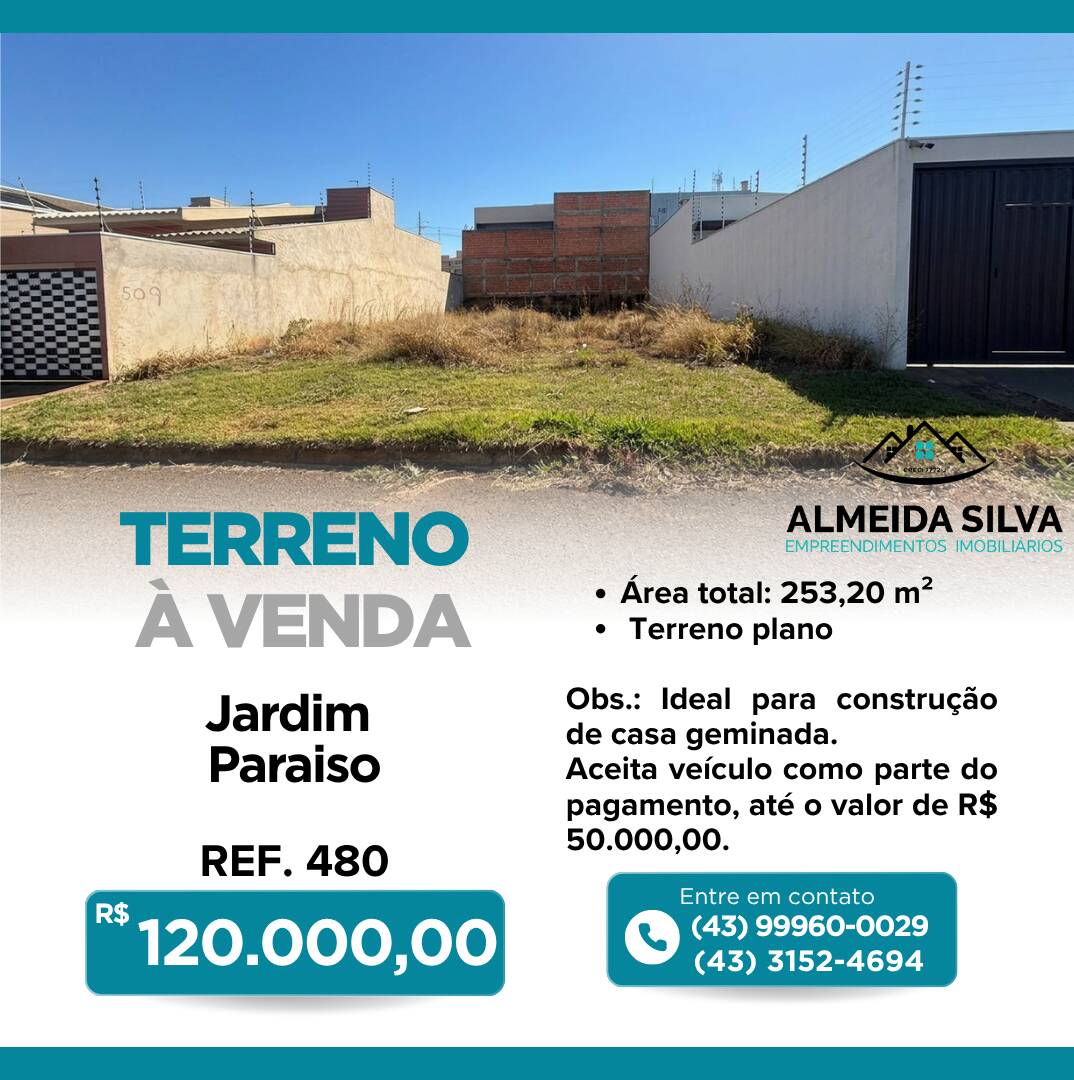 #480 - Terreno para Venda em Arapongas - PR