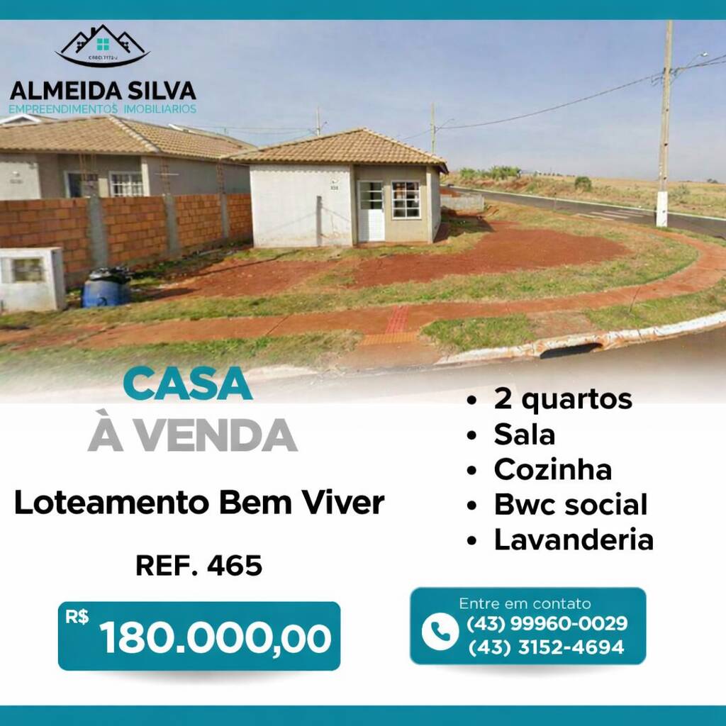 #465 - Casa para Venda em Arapongas - PR