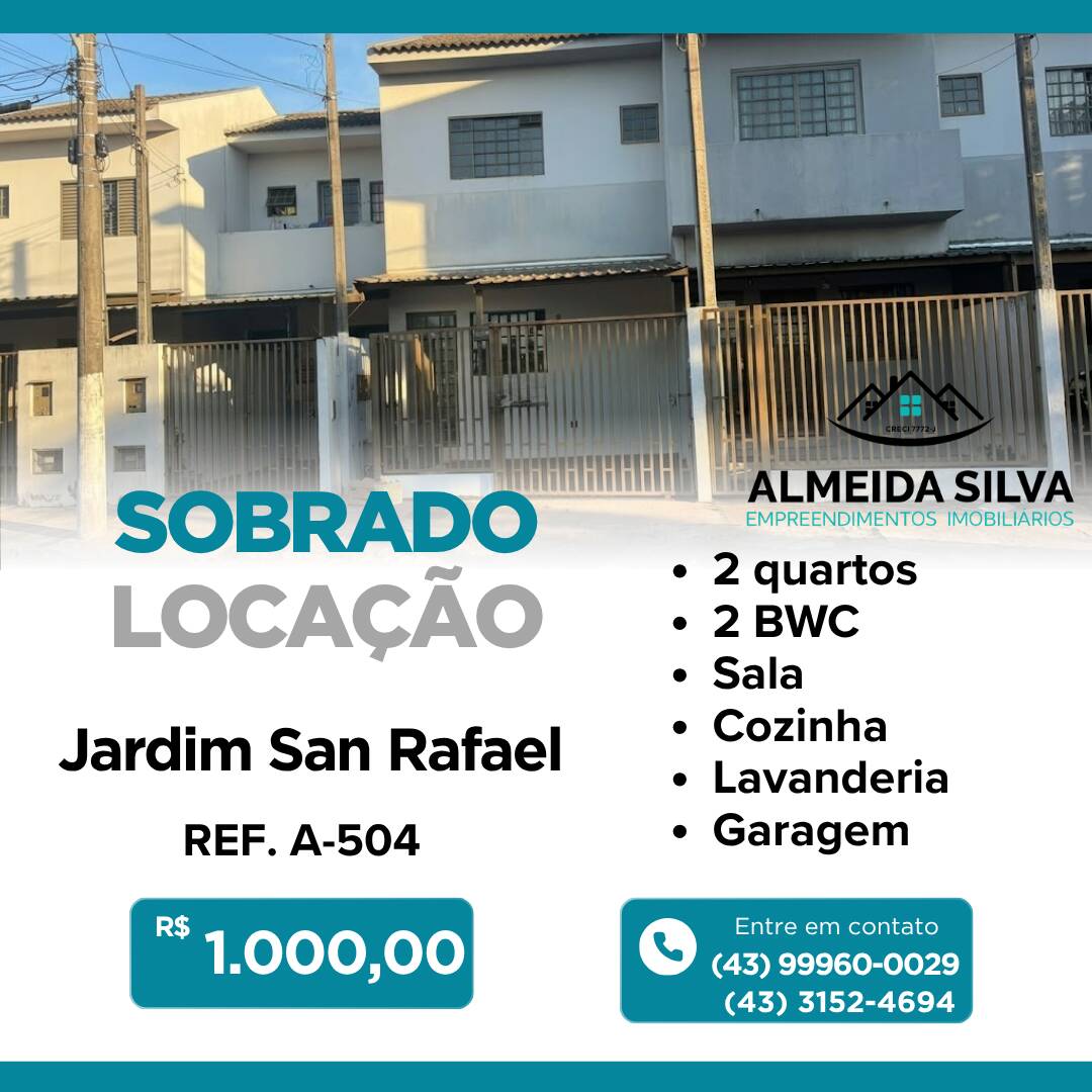 #A-504 - Sobrado para Locação em Arapongas - PR