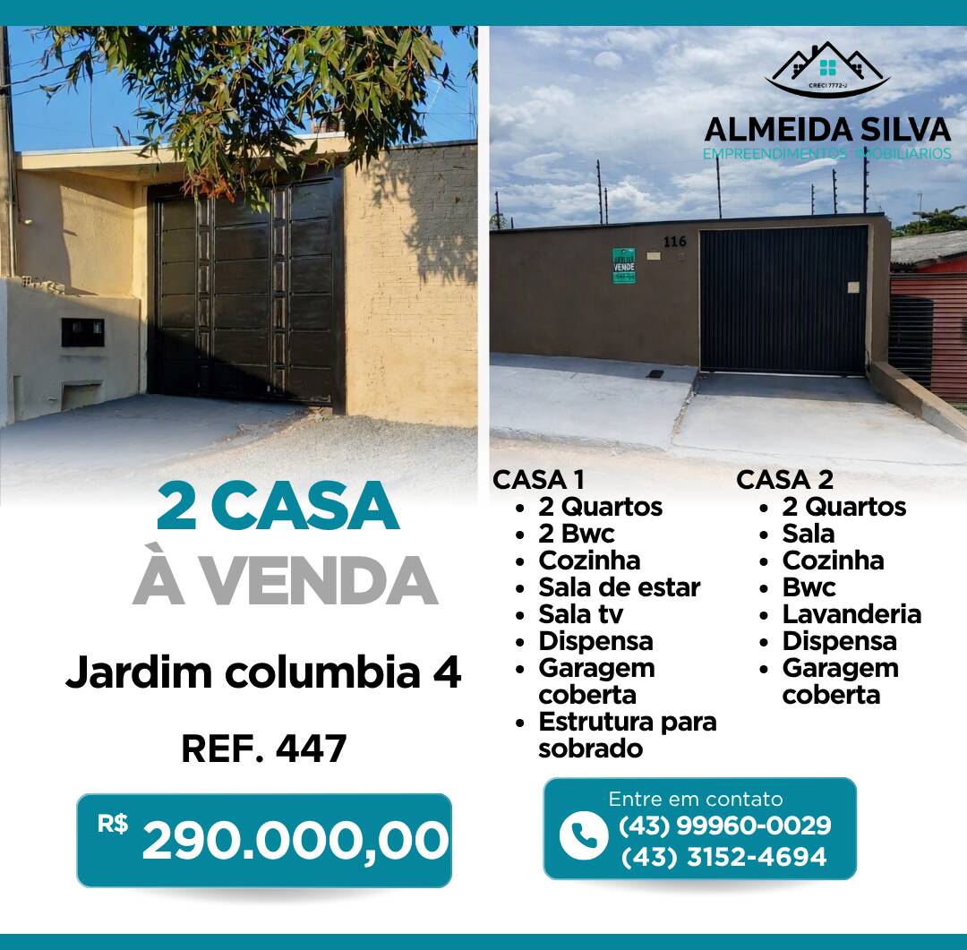 #447 - Casa para Venda em Arapongas - PR