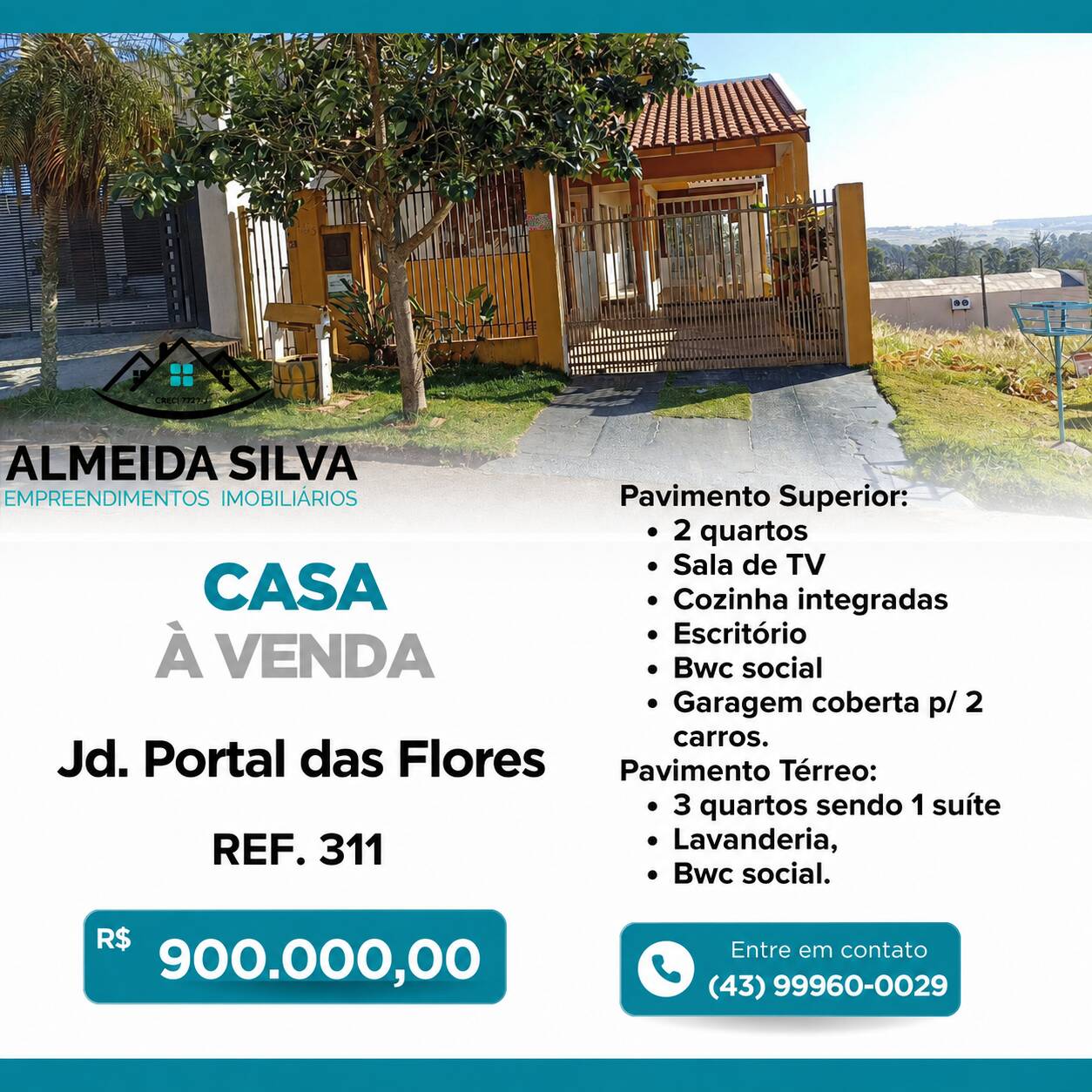 #311 - Casa para Venda em Arapongas - PR