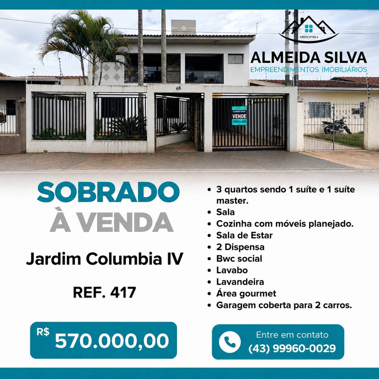 #417 - Casa para Venda em Arapongas - PR