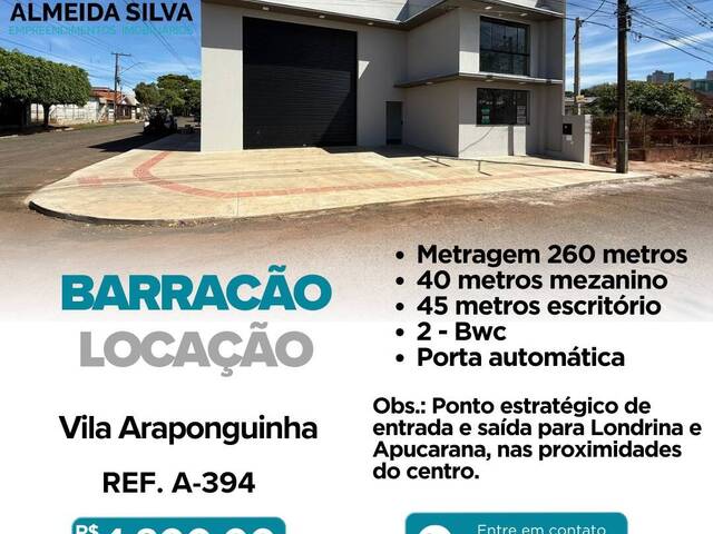 Locação em Vila Araponguinha - Arapongas