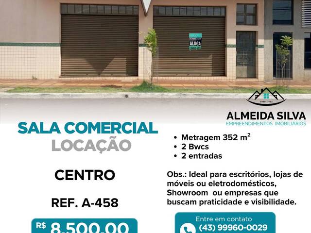 #A-458 - Sala para Locação em Arapongas - PR - 1