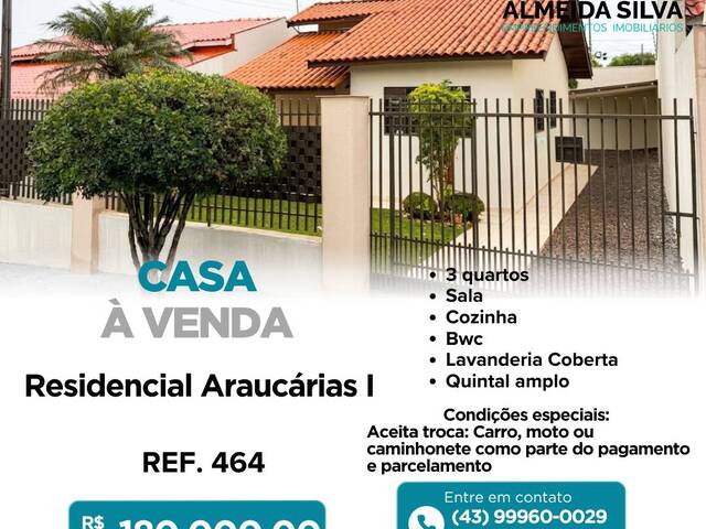 #464 - Casa para Venda em Arapongas - PR - 1