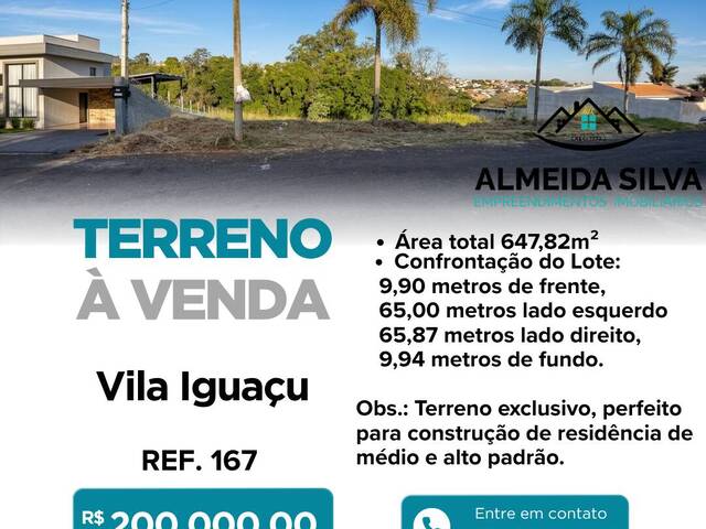 #167 - Terreno para Venda em Arapongas - PR - 1