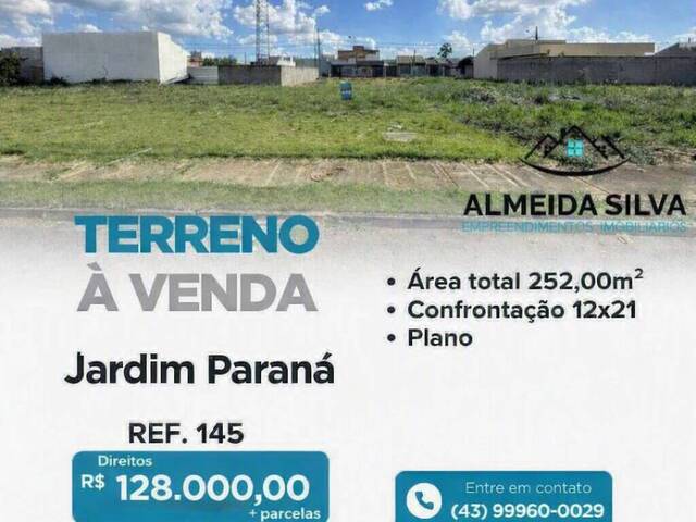 #145 - Terreno para Venda em Arapongas - PR - 1