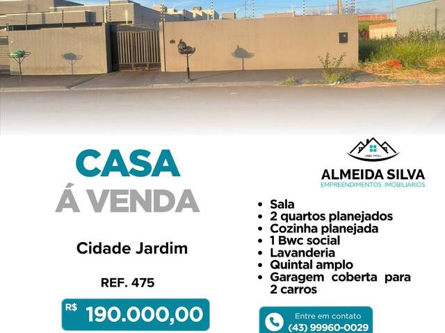 #475 - Casa para Venda em Arapongas - PR - 1